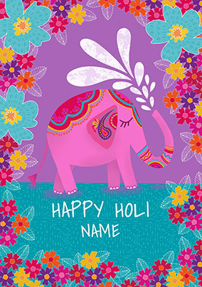 Holi Elephant personalised Card