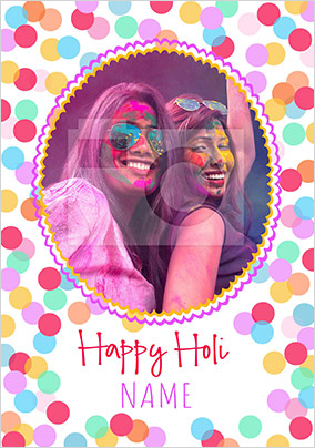 Holi Colourful Dots Photo Card