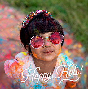 Happy Holi Simple Photo Upload Square Card