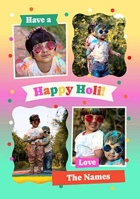 Photo of Happy Holi 4 Photo Upload Card From The Family