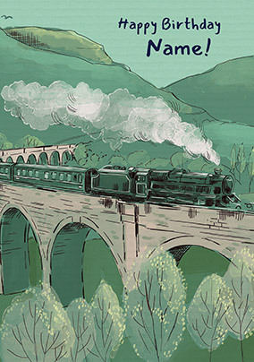 Scenic Train Personalised Birthday Card