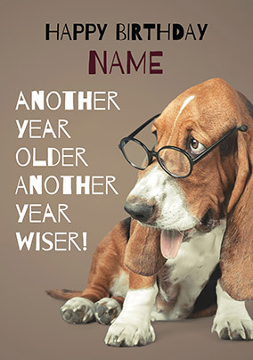 Another Year Wiser Dog Personalised Birthday Card