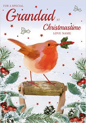 Grandad Robin Personalised Christmas Card