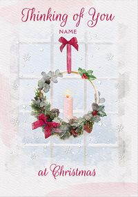 Tap to view Thinking of You Wreath Personalised Christmas Card