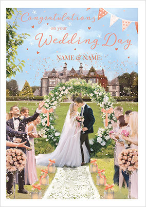 Outside Wedding Scene Personalised Card