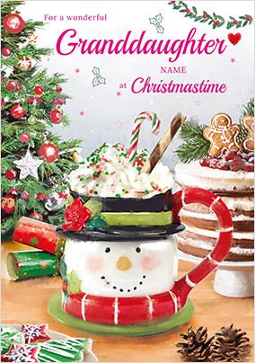 Granddaughter Cocoa Personalised Christmas Card