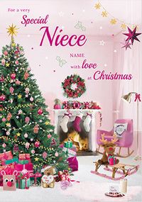 Niece Christmas Tree Personalised Card