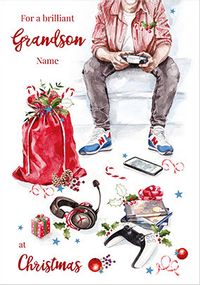 Tap to view Grandson Gaming Personalised Christmas Card