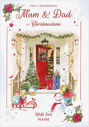 Mum & Dad Scenic Personalised Christmas Card