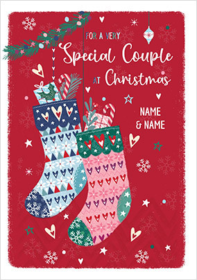 Special Couple Stockings Personalised Christmas Card