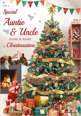 Auntie & Uncle Christmas Tree Personalised Card