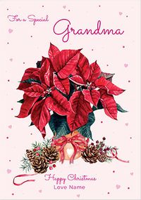 Grandma Poinsettia Personalised Christmas Card
