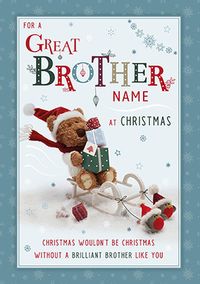 Barley Bear Brother Christmas Card