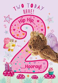 Barley Bear - Personalised Two Today Birthday Card