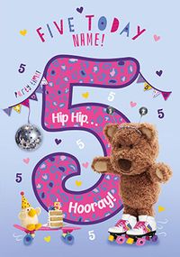 Tap to view Barley Bear - Personalised Five Today Birthday Card