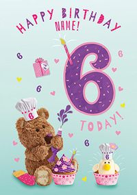 Barley Bear - Personalised Six Today Birthday Card