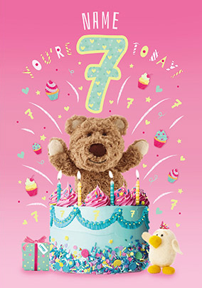 Barley Bear - Personalised Seven Today Birthday Card