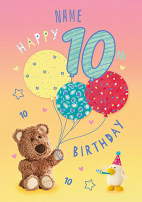 Barley Bear - Personalised Ten Today Birthday Card