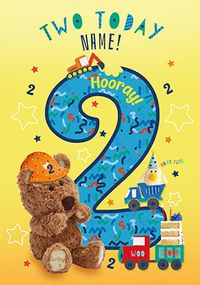 Tap to view Barley Bear - Two Today Personalised Birthday Card