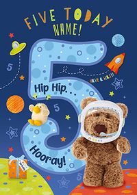 Barley Bear - Five Today Personalised Birthday Card