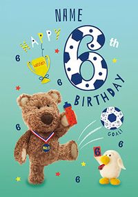 Barley Bear - Happy Sixth Birthday Personalised Card