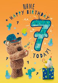 Barley Bear - Seven Today Personalised Birthday Card