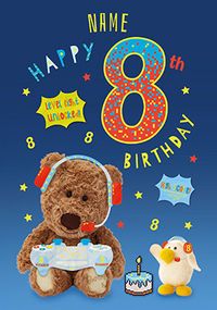 Barley Bear - Eight Today Personalised Birthday Card