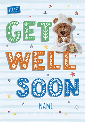 Barley Bear - Get Well Soon Personalised Card