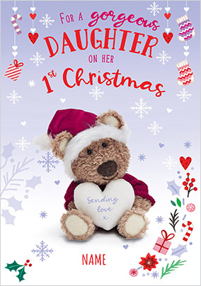 Barley Bear - 1st Christmas Daughter Personalised Card