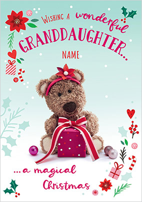 Barley Bear - Personalised Granddaughter Christmas Card