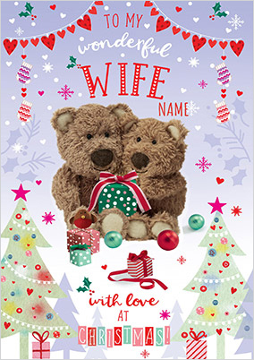 Barley Bear - Wife Personalised Christmas Card | Funky Pigeon