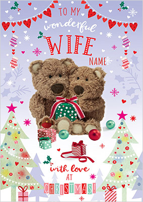 Barley Bear - Wife Personalised Christmas Card