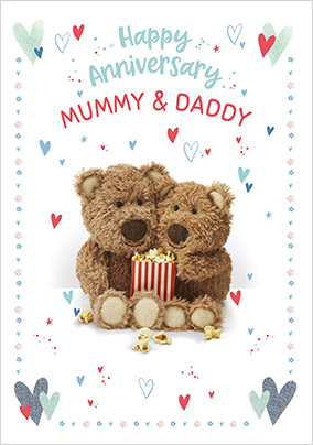 Barley Bear - Happy Anniversary Mum & Dad Personalised Card