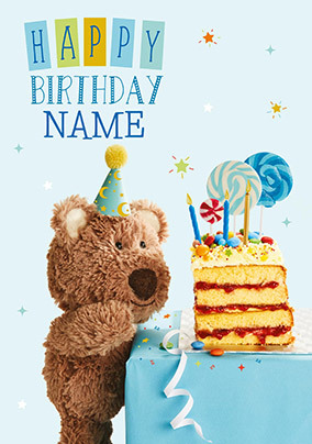 Barley Bear - Birthday Cake Personalised Card
