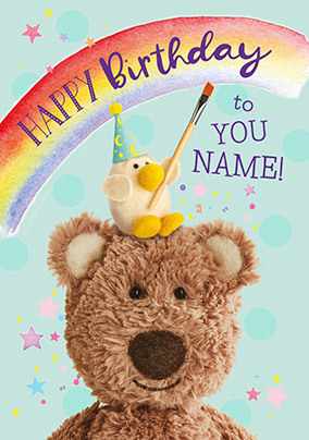 Barley Bear - Rainbow Birthday Personalised Card