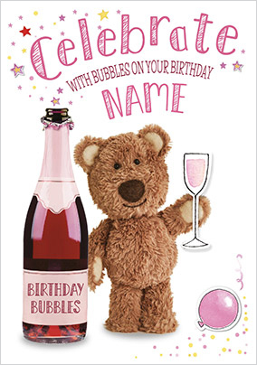 Barley Bear - Celebrate with Bubbles Personalised Card