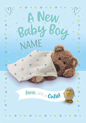 He's A Cutie  New Baby Boy Personalised Card