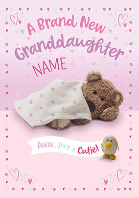 Fluffy Granddaughter New Baby Personalised Card