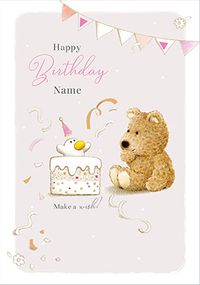 Tap to view Barley Bear - Make a Wish Personalised Birthday Card