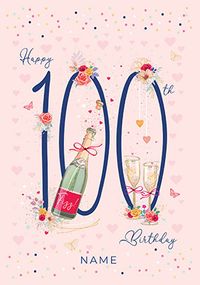 Tap to view Happy 100th Champagne Birthday Card