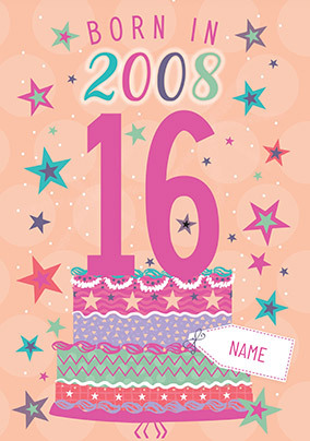 Born in 2008 Birthday Card for her