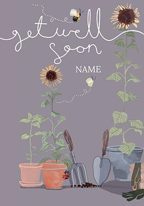 Get Well Soon Personalised Gardening Card