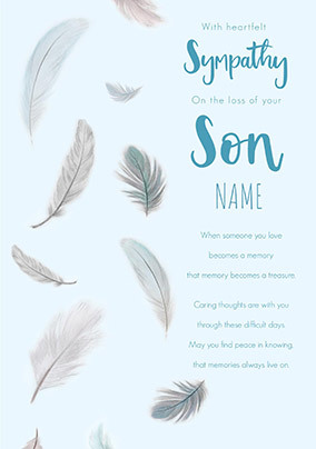 Loss Of Son Personalised Sympathy Card
