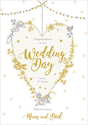 Happy Wedding Day From Mum and Dad Personalised Card