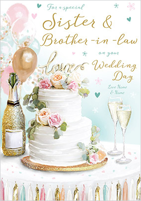 Sister & Brother in Law Personalised Wedding Card