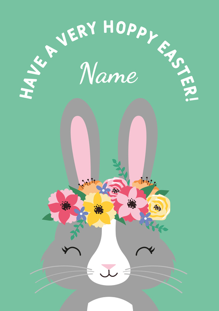 Grey Bunny Personalised Easter Card