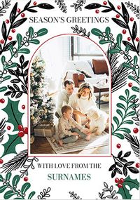 Tap to view Season's Greetings Foliage Photo Christmas Card