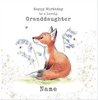 Granddaughter Fox Personalised Birthday Card
