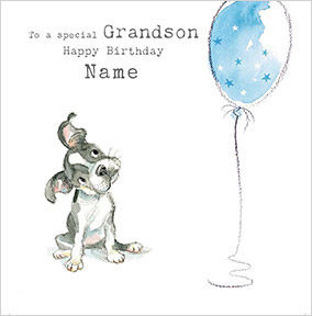 Dog Grandson Personalised Birthday Card