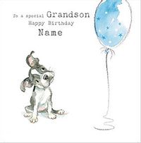 Dog Grandson Personalised Birthday Card